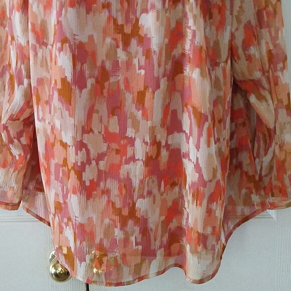 Liz Claiborne multicolor abstract print v neck tunic Sz 20W EUC - Picture 2 of 5